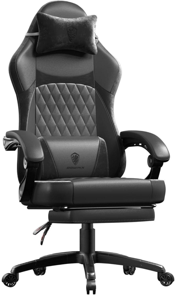 Gaming Stuhl Dowinx Racing Ergonomisch Lendenwirbelstütze Schwarz Bild 1