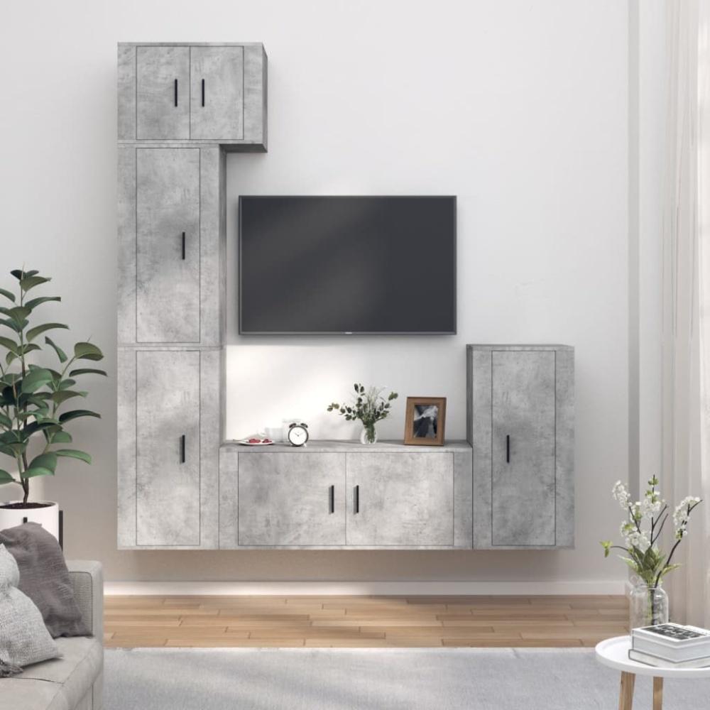 vidaXL 5-tlg. TV-Schrank-Set Betongrau Holzwerkstoff Bild 1