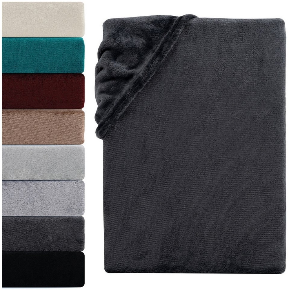 Visaggio Spannbettlaken Cashmere Touch Winter Spannbetttuch Super Soft Bettlaken, Nicki, Gummizug: rundum, Flauschig warmes Teddyplüsch, Einfarbig Bild 1