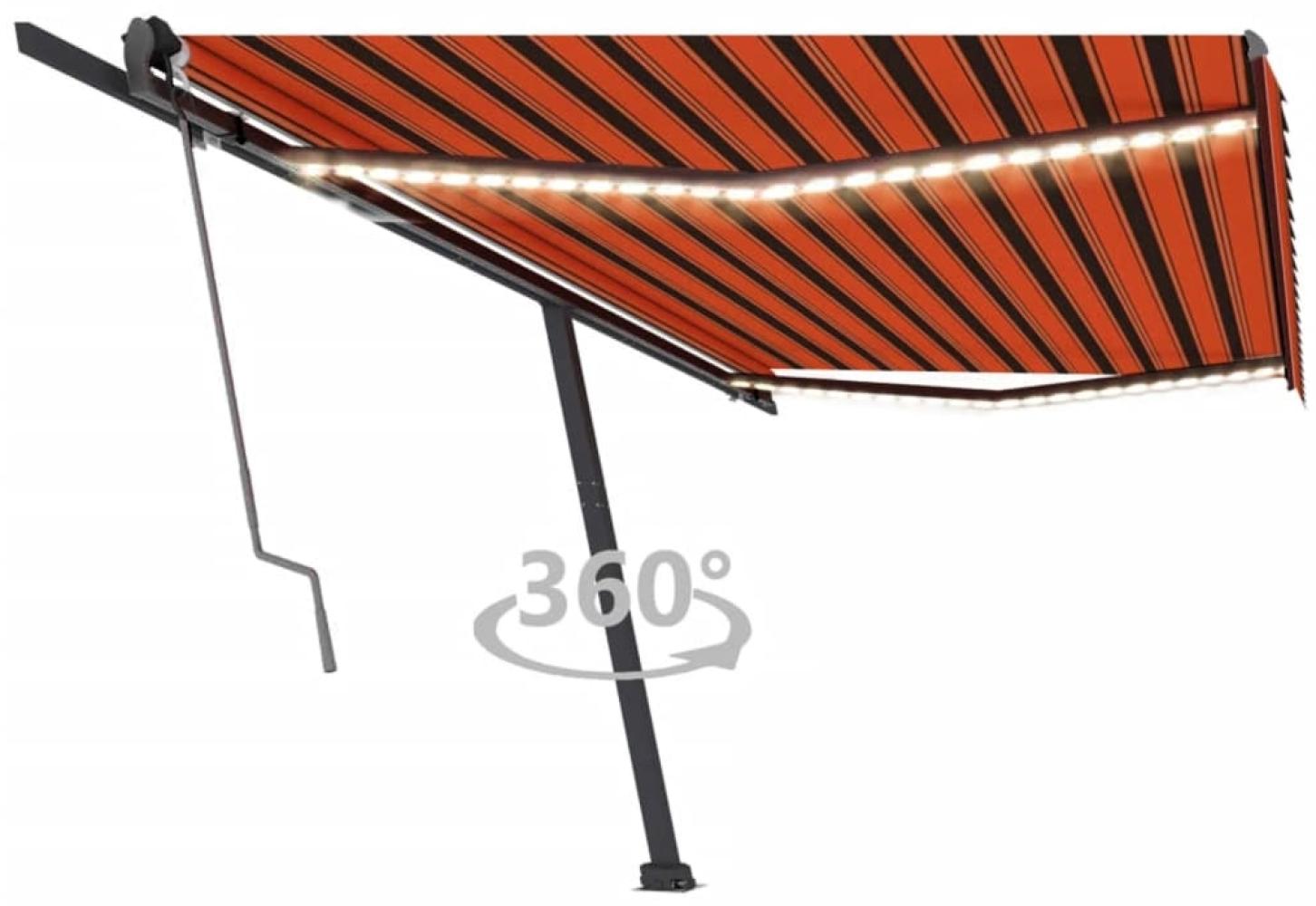 vidaXL Automatische Markise mit LED Windsensor 500x300 cm Orange/Braun 3069795 Bild 1