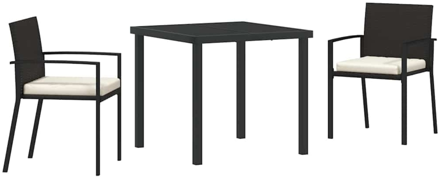 vidaXL Garten Essgruppe 3 pcs Schwarz Pulverbeschichteter Stahl 3379233 Bild 1