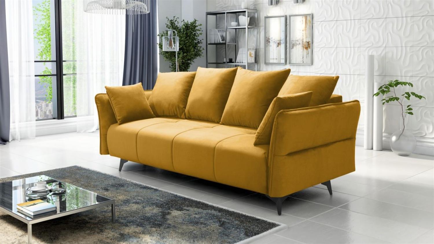 Schlafsofa Sofa 3-Sitzer SADIE Stoff Element Honiggelb Bild 1