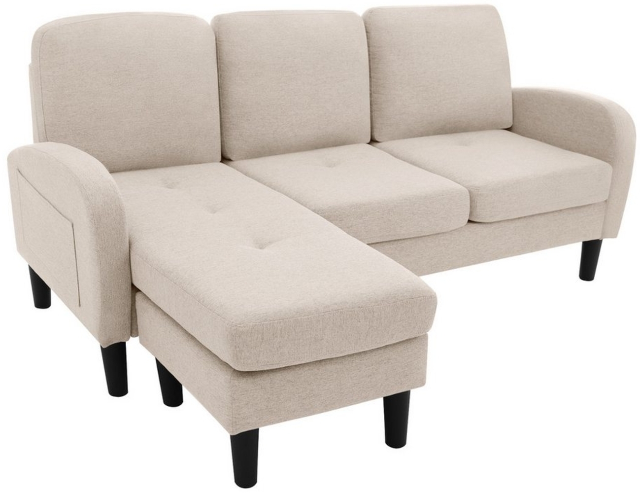 HAUSS SPLOE Ecksofa L-förmiges 3-Sitzer Sofa, Modulares Design, Ideal für Wohnzimmer Beige, Polstersofa, Sofa, L-förmiges Ecksofa mit Chaiselongue Bild 1