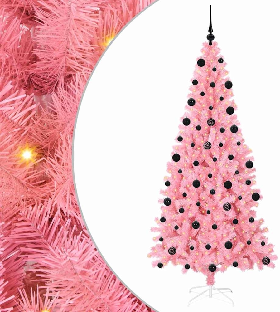 vidaXL Weihnachtsbaum mit 300 LEDs mit Ständer Rosa 210 cm PVC 3396439 Bild 1
