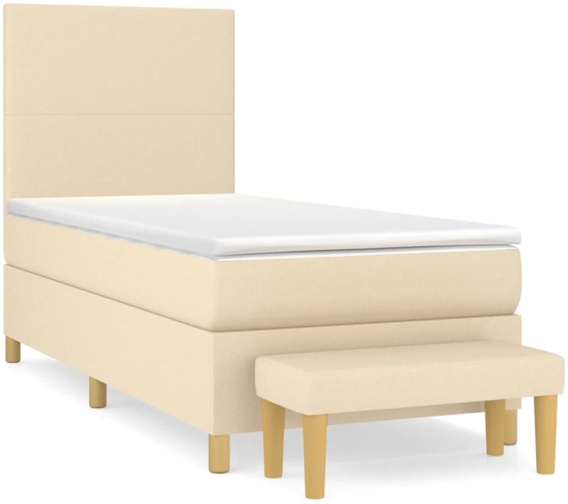 vidaXL Boxspringbett mit Matratze Stoff Creme 80x200 cm, Härtegrad: H2 [3136954] Bild 1