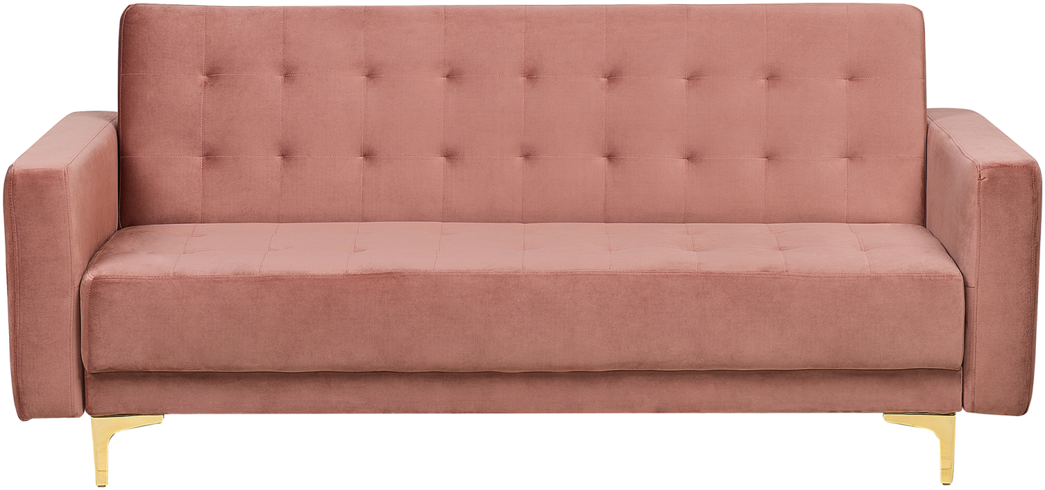 Schlafsofa 3-Sitzer Samtstoff rosa ABERDEEN Bild 1