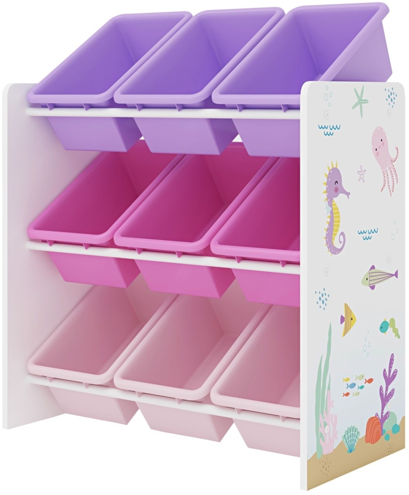 DELUKE® Kinder Spielzeugkisten Regal TRELO - 9 Kisten Kinderregal mit Kisten Spielzeugaufbewahrungsboxen Pink Bild 1