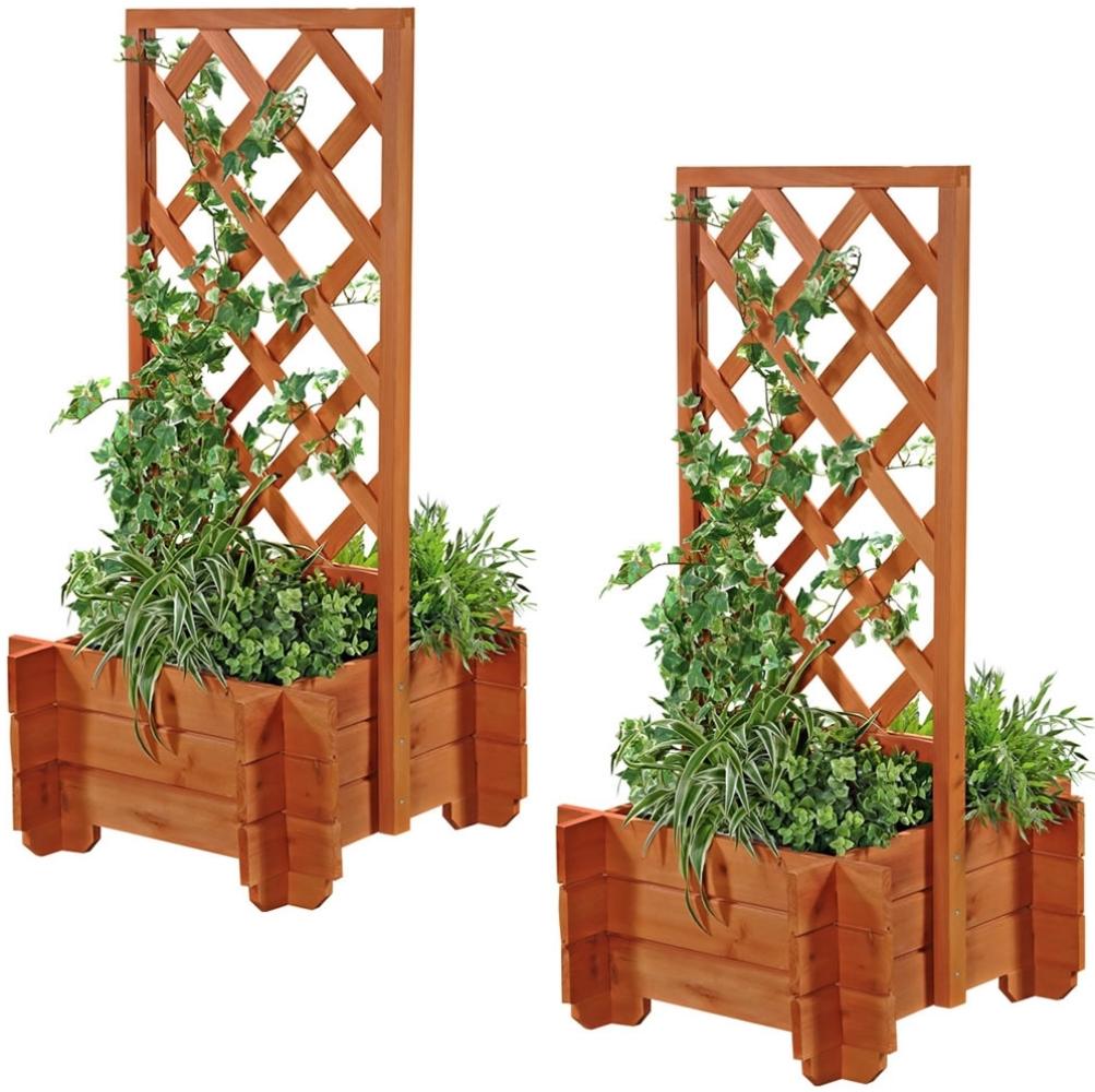 2x Rosenbogen + Pflanzkübel Pergola Spalier Blumenkübel Rankhilfe Torbogen Holz Bild 1