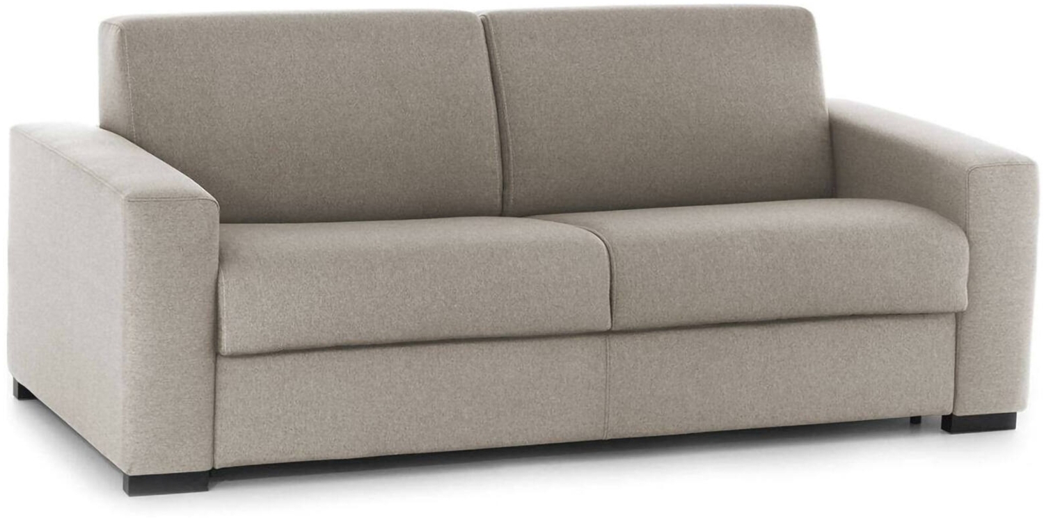 Dmora 3-Sitzer festes Sofa Ayta, Wohnzimmersofa aus gepolstertem Stoff, mit Standardarmlehnen, 100 % Made in Italy, cm 220x95h90, Taupe Bild 1