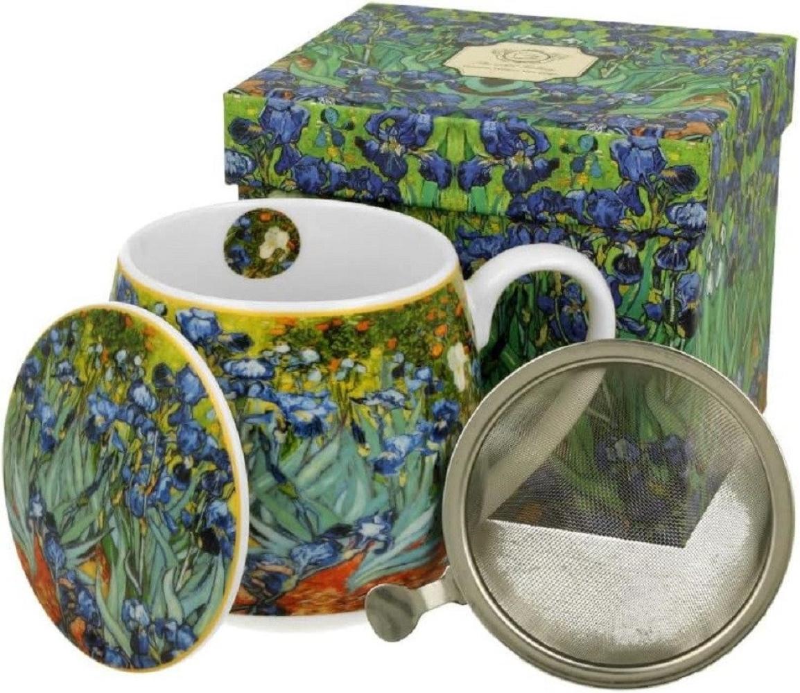 DUO ART GALLERY Fassbecher 430 ml IRISES mit Teesieb, New Bone China Porzellan Bild 1