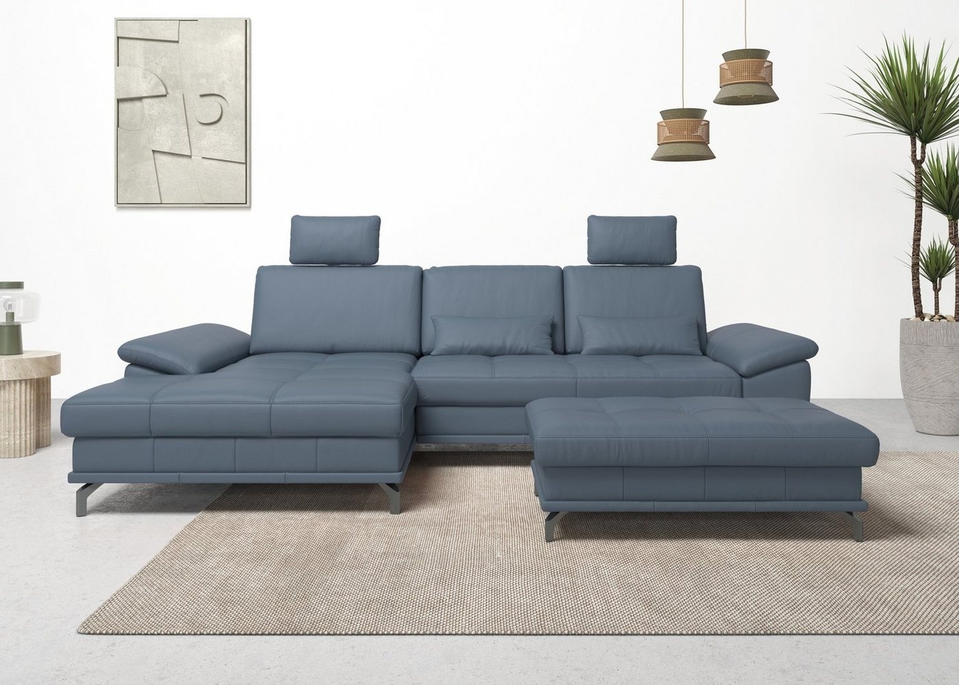 Places of Style Ecksofa Costello L-Form, mit Sitztiefenverstellung, Armteilverstellung und, 3 Nierenkissen, optional Bettfunktion und Bettkasten Bild 1