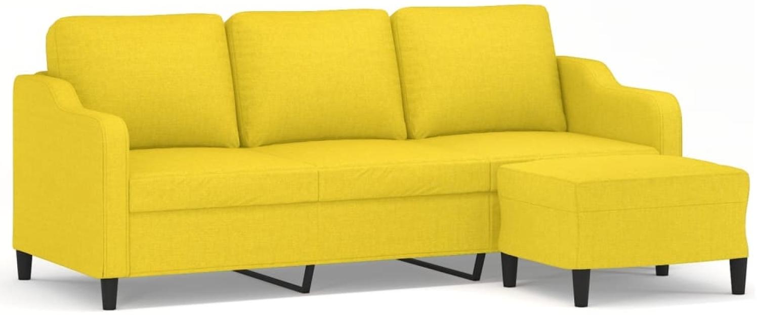 vidaXL 3-Sitzer-Sofa mit Hocker Hellgelb 180 cm Stoff 3201140 Bild 1