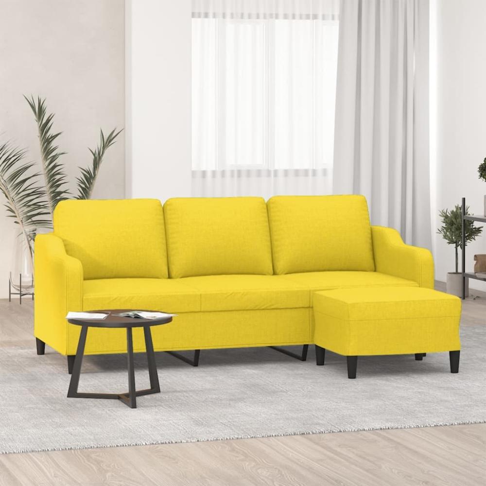 vidaXL 3-Sitzer-Sofa mit Hocker Hellgelb 180 cm Stoff 3201140 Bild 1