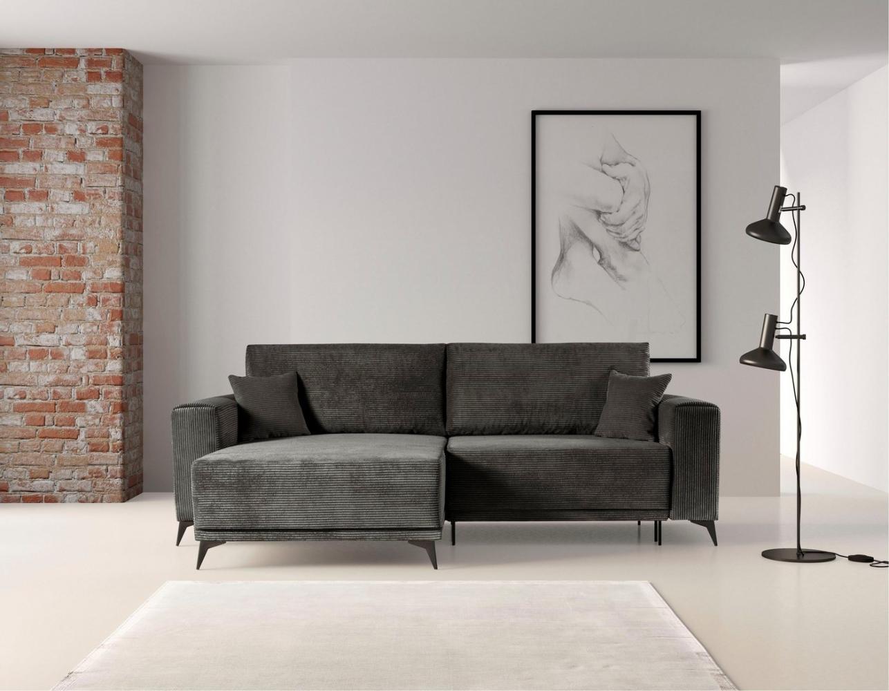 WERK2 Ecksofa Scandic L-Form, Moderne Eckcouch in Cord, Sofa mit Schlaffunktion & Bettkasten Bild 1