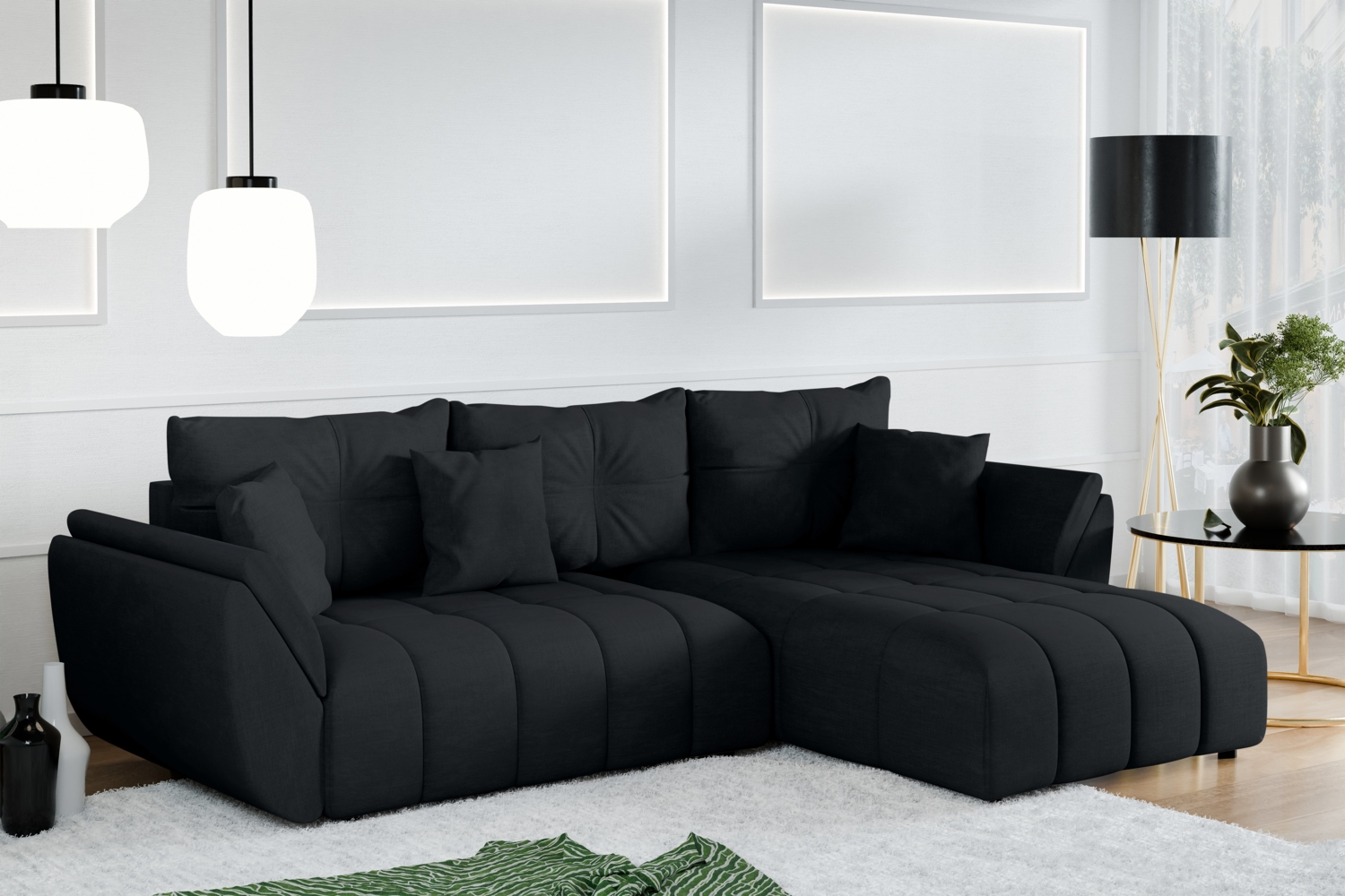 AX LIVING Antalya Eckschlafcouch mit Bettkasten 280 cm anthrazit Bild 1