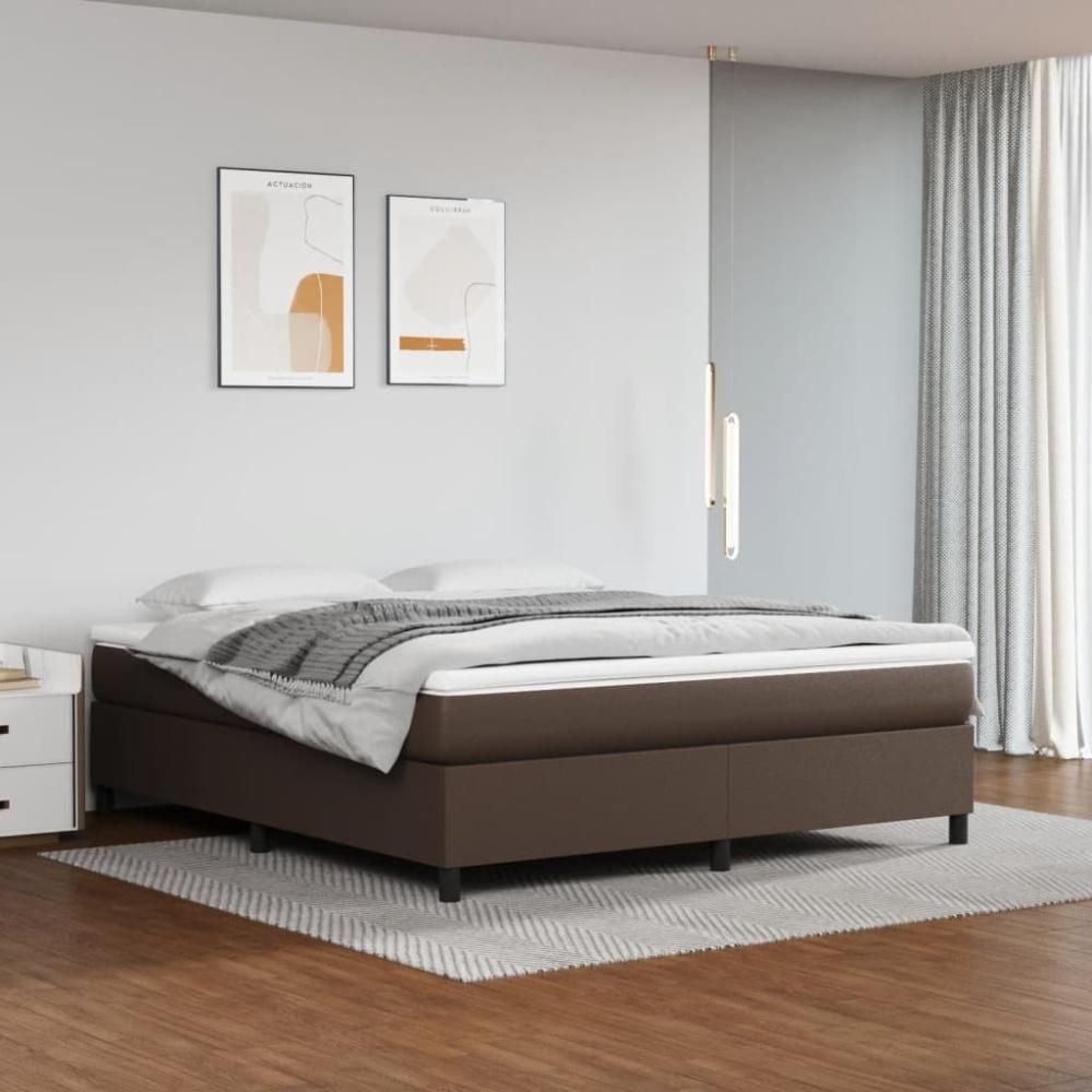 vidaXL Boxspringbett mit Matratze Braun 160x200 cm Kunstleder 3144617 Bild 1