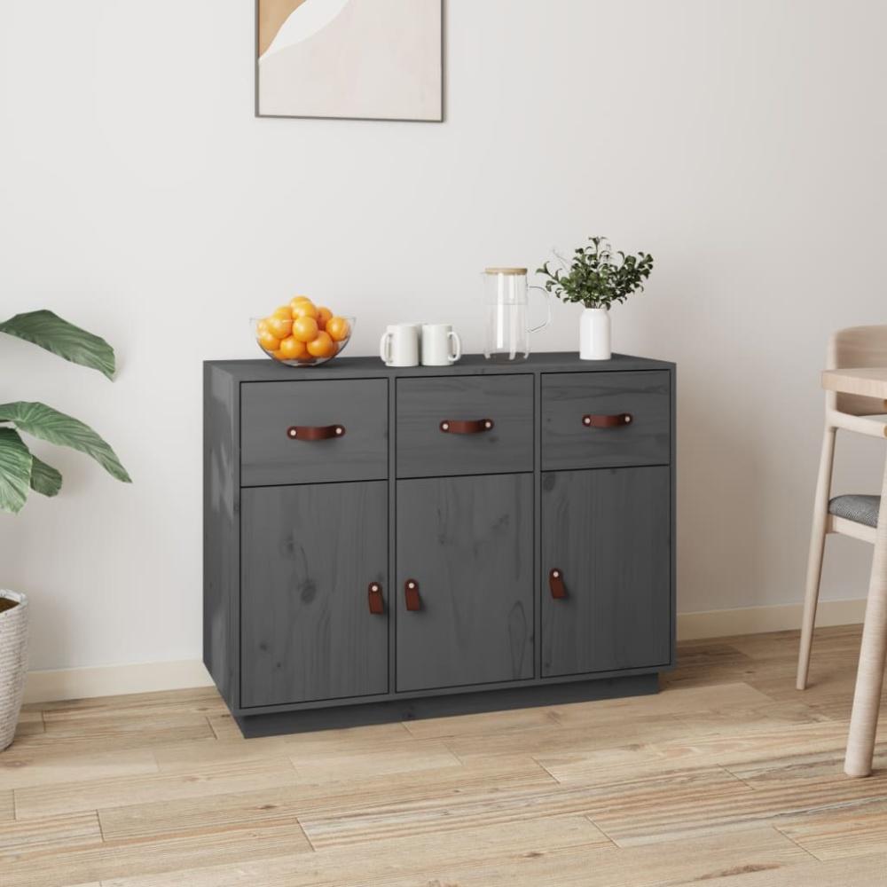 vidaXL Sideboard Grau 100x40x75 cm Massivholz Kiefer 820149 Bild 1