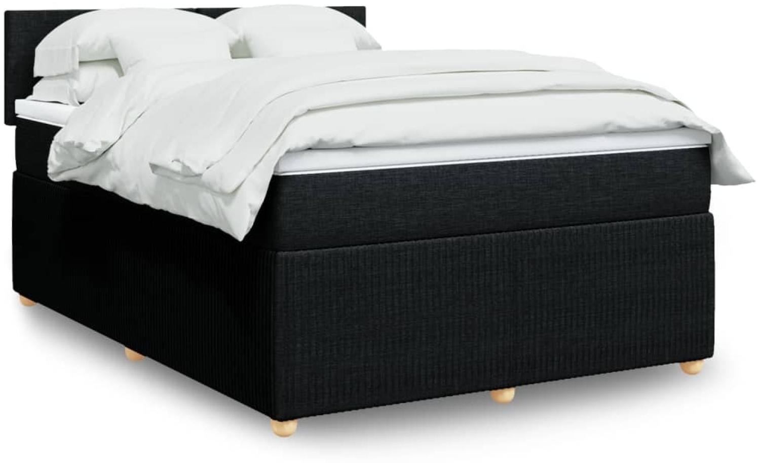 vidaXL Boxspringbett mit Matratze Schwarz 140x190 cm Stoff 3289746 Bild 1