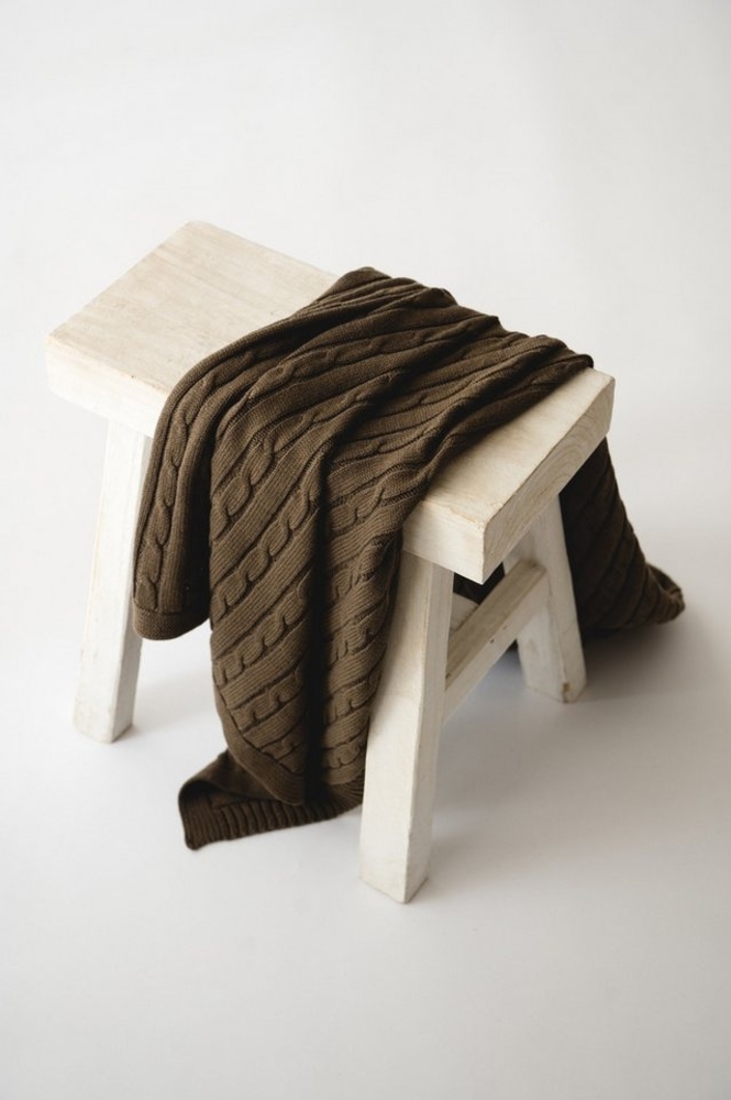Kaiser 6521835 Cable Knitt - Babydecke Strick 100% Bio Baumwolle (KBA), atmungsaktive Babydecke, Neugeborene für den Sommer, Neugeborene, Kinderwagendecke, Babyschalendecke, Fb. Brown Bild 1