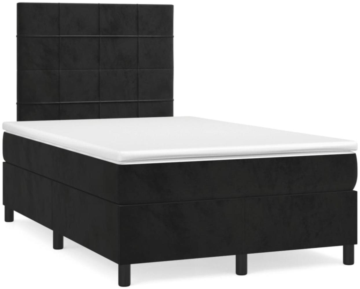 vidaXL Boxspringbett mit Matratze & LED Schwarz 120x190 cm Samt 3270313 Bild 1