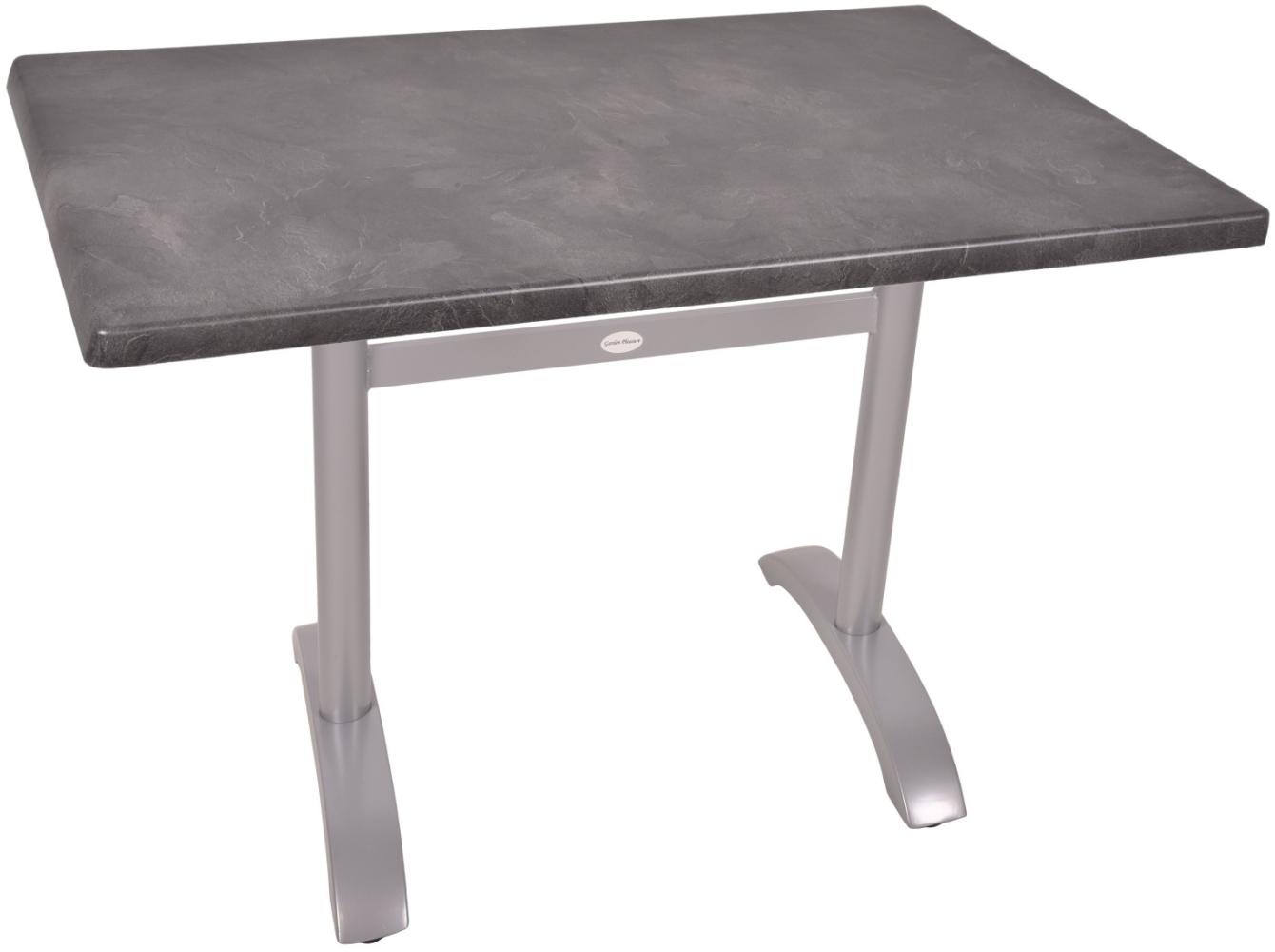 Bistrotisch Set Dark Slate 110x70cm Tischgestell Alu silber matt Garten Tisch Bild 1