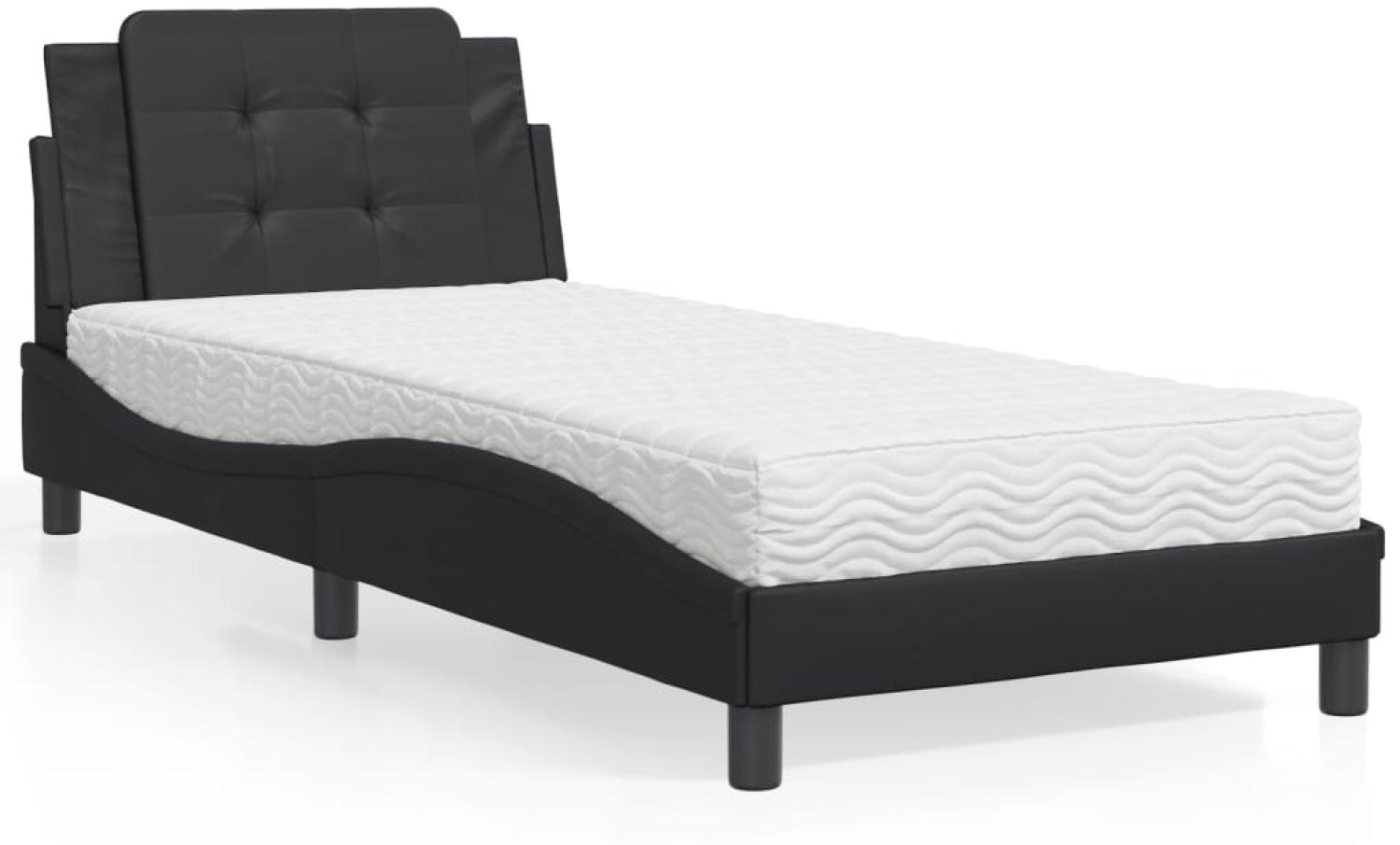 vidaXL Bett mit Matratze Schwarz 100x200 cm Kunstleder 3208845 Bild 1