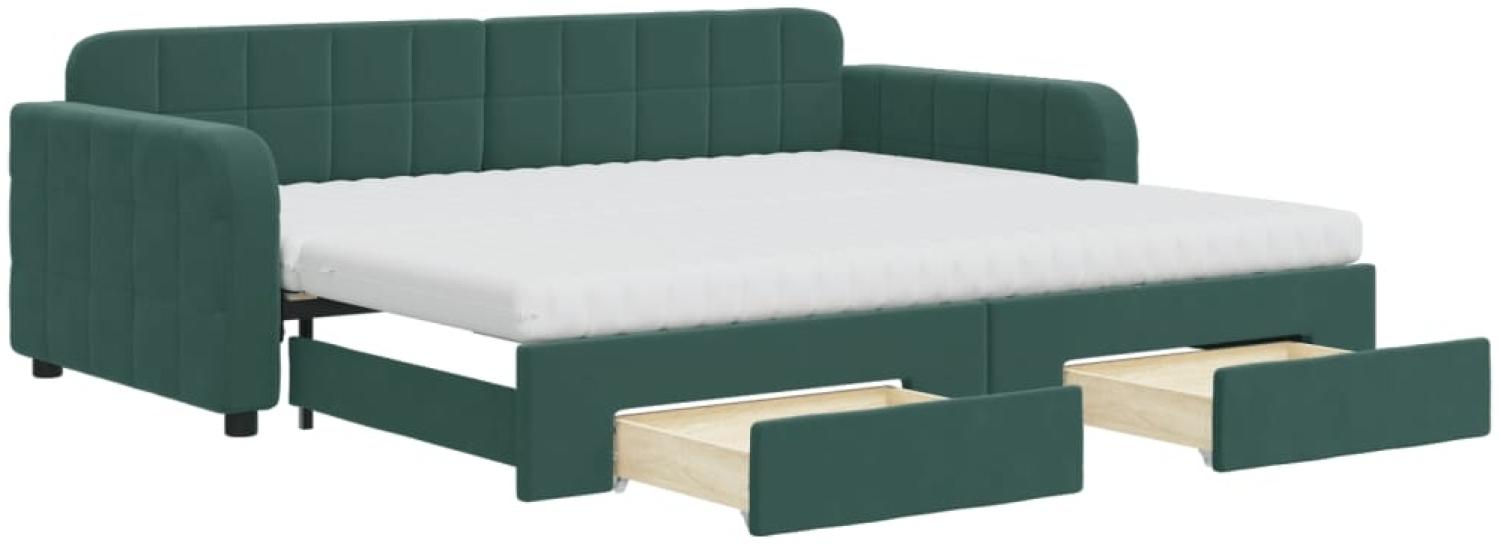 vidaXL Tagesbett Ausziehbar mit Schubladen Dunkelgrün 90x200 cm Samt 3197003 Bild 1