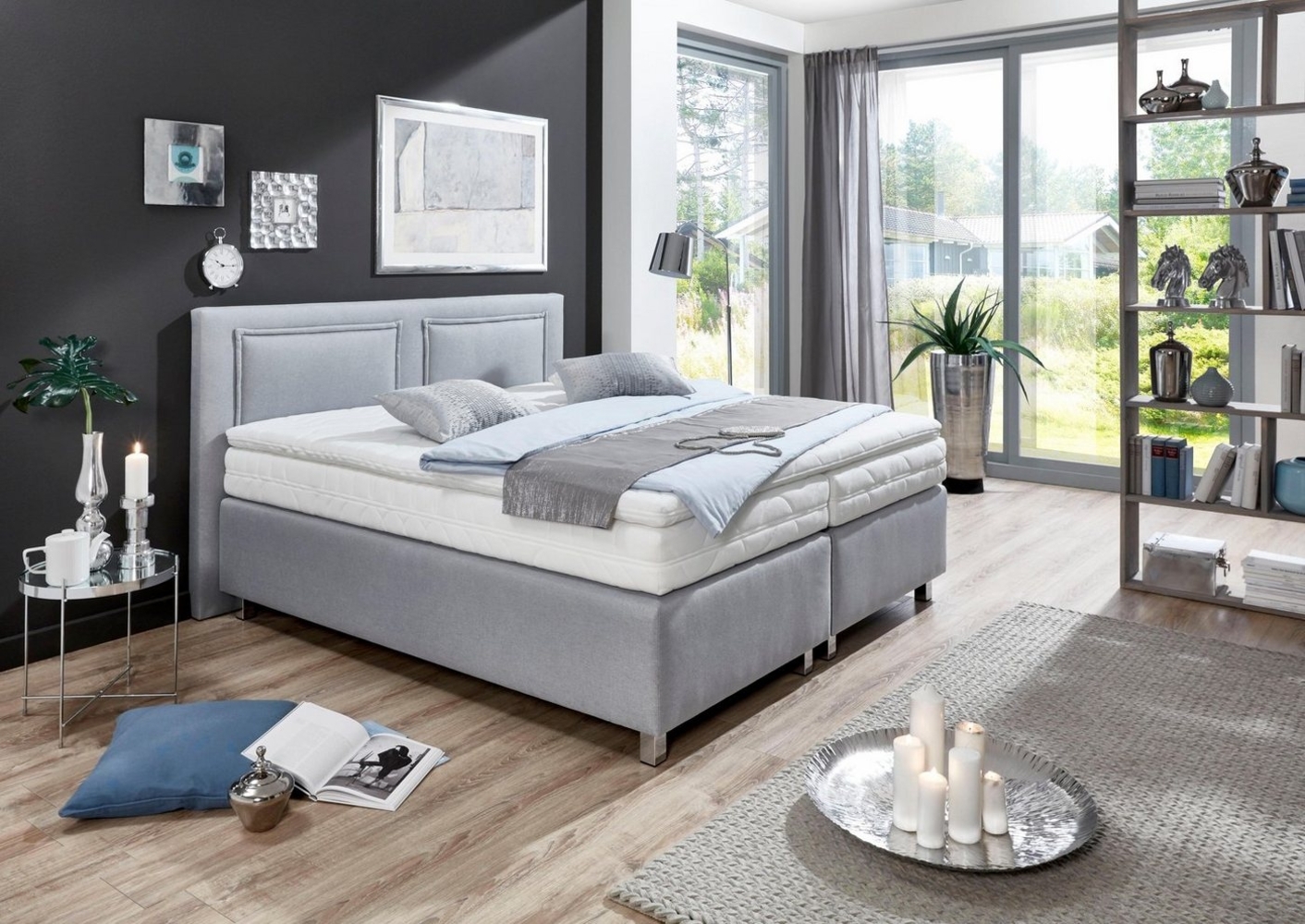 Westfalia Schlafkomfort Boxspringbett, inkl. Kaltschaum-Topper und Zierkissen Bild 1