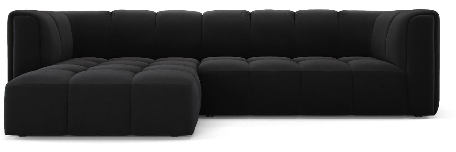 Micadoni Modulares Ecksofa Serena 3-Sitzer Links Samtstoff Schwarz Bild 1