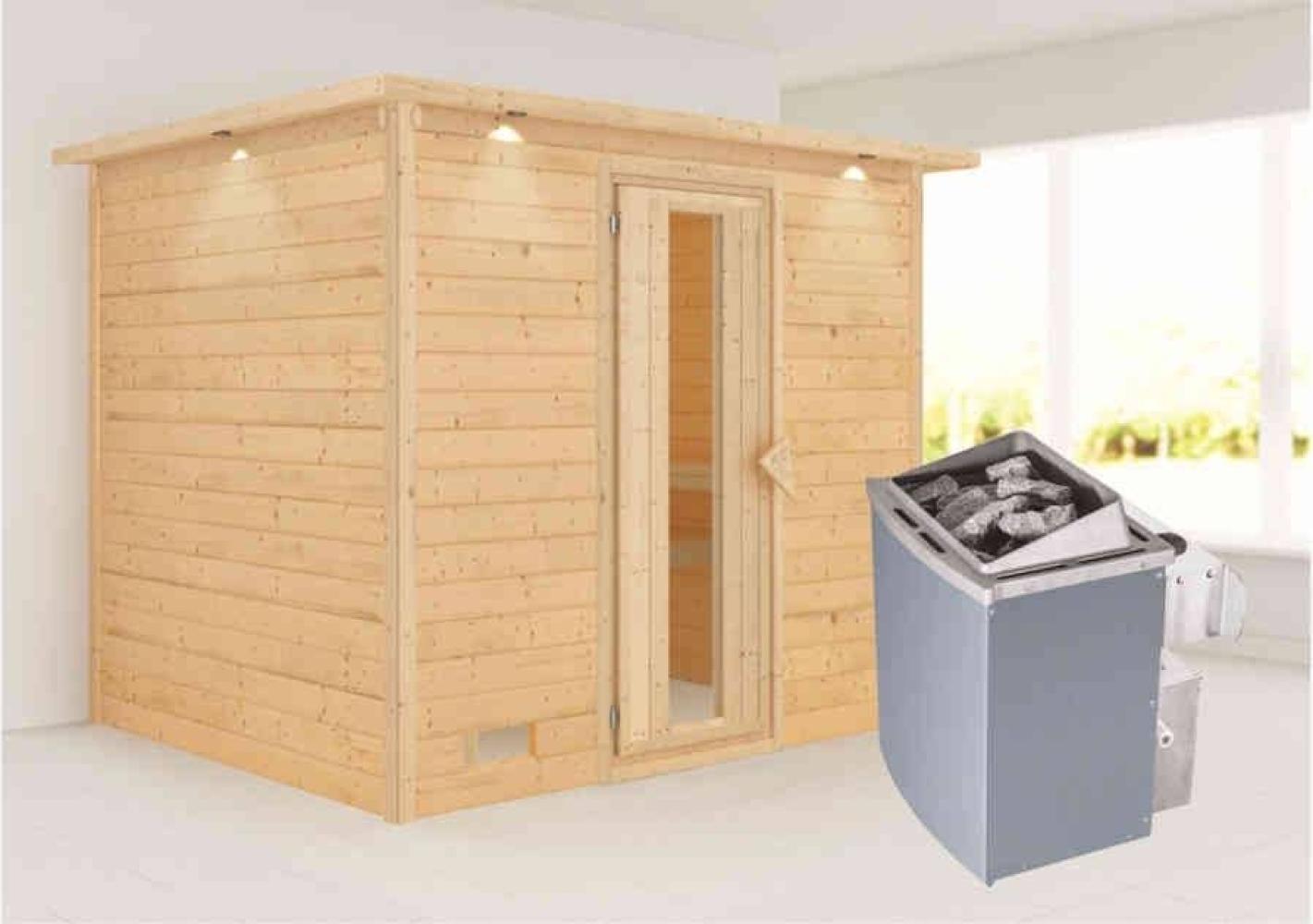 Karibu Sauna Innenkabine Sonara Innensauna 3 Sitzbänke aus Holz Saunakabine mit 40 mm Wandstärke Dampfsauna mit Montagematerial Bild 1