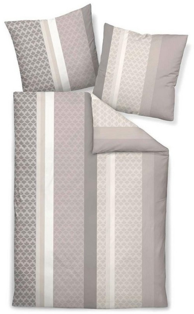 Janine Bettwäsche PERLMO, 135 x 200 cm, Sandgrau, Reißverschluss, Mako-Satin, 100% Baumwolle Bild 1