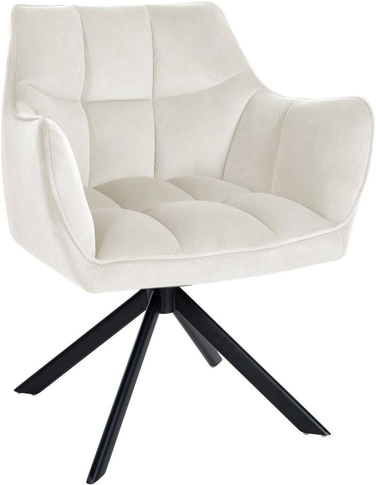 DELUKE® Esszimmerstuhl SWING Samt schwarz - 81x67x58cm, creme, Samt Metall Gestell Stühle Esszimmerstühle Stuhl Esszimmer Esstisch Stühle Küchenstuhl Bild 1