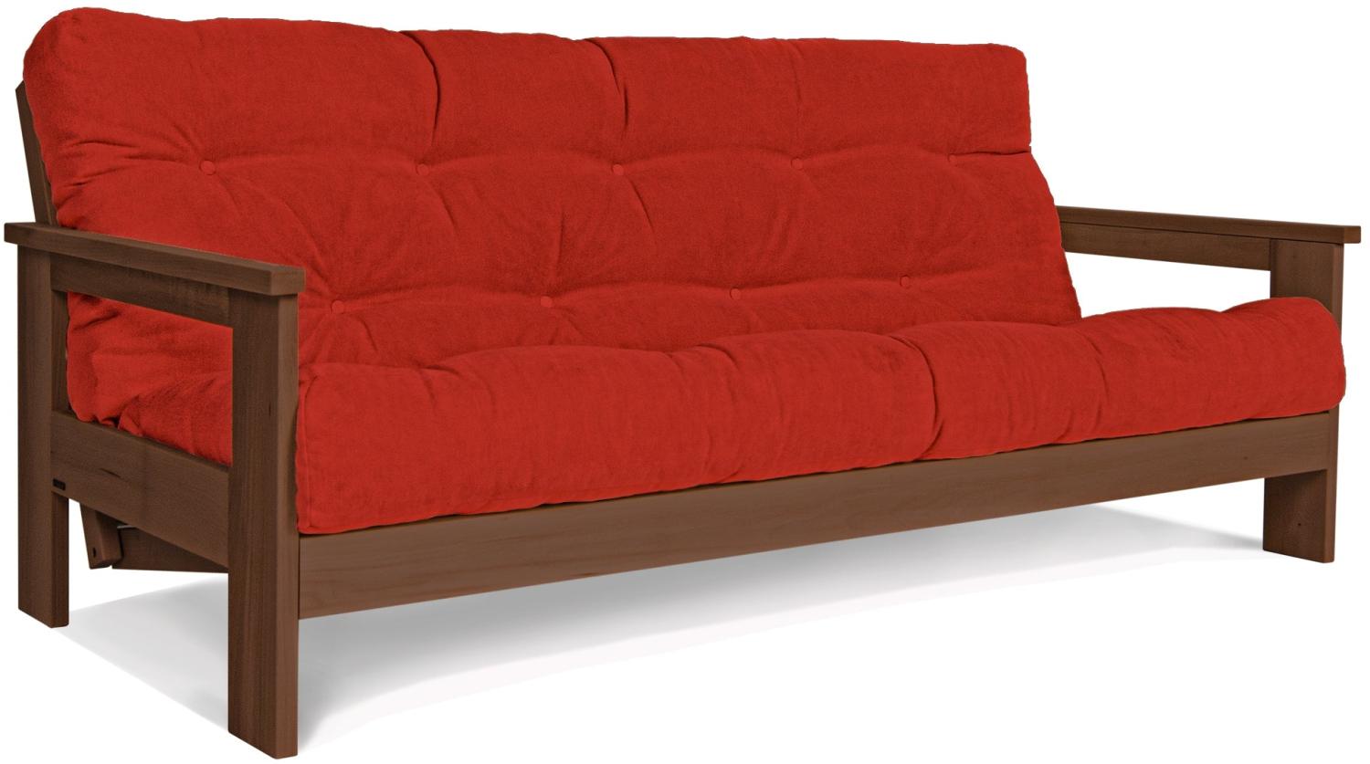 Marior HOME 'MEXICO' Klappsofa, Buchenholz, Walnussfarbe, Rot Bild 1