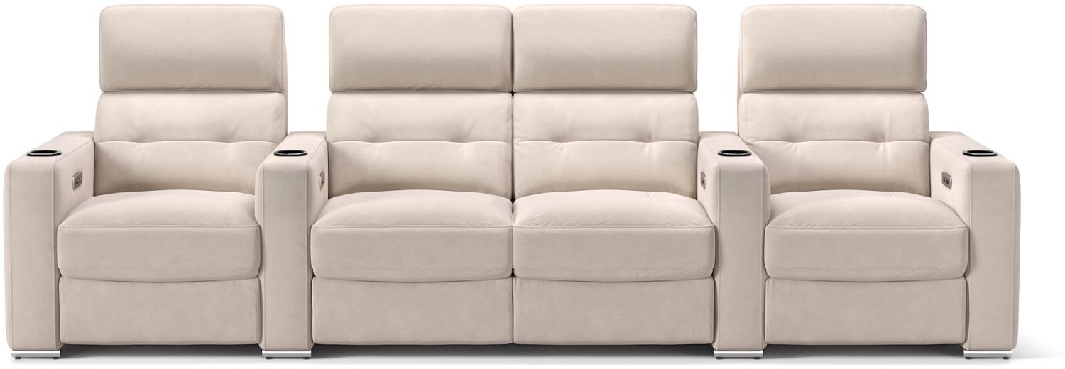 Sofanella Kinosofa BARI Viersitzer Heimkino Stoffcouch in Creme Bild 1