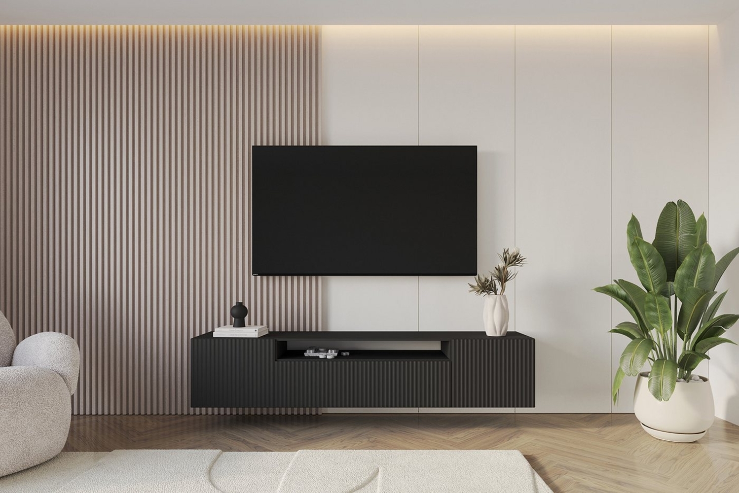 ALTDECOR Lowboard NOA-2-W (TV-Schrank, TV Möbel, TV Cabinet, Fernsehtisch bodenstehend 200cm), Fernseher schrank, TV Kommode, TV Tisch, TV Sideboard, TV Boar Bild 1