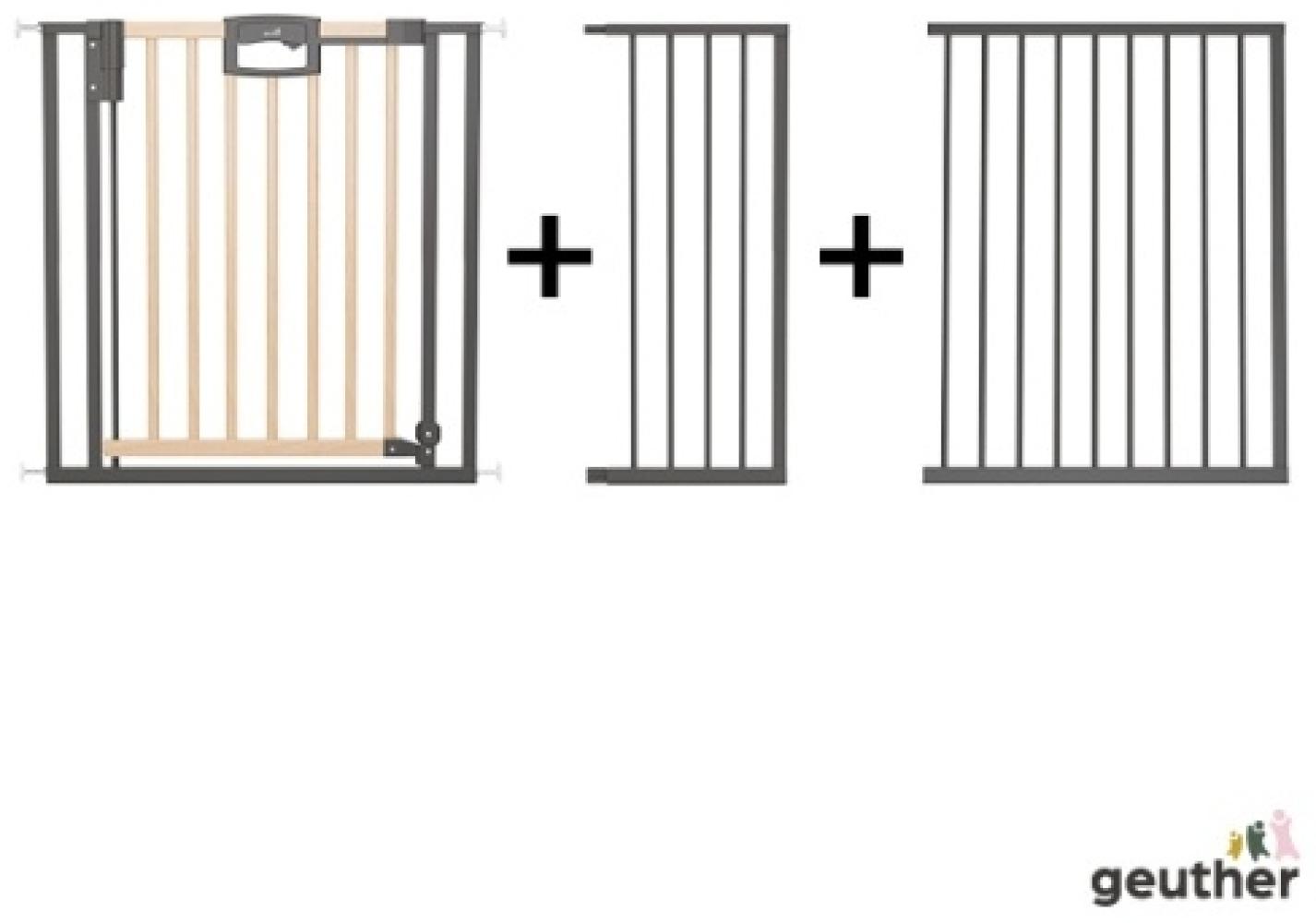 Geuther Türschutzgitter 'Easylock Plus' zum Klemmen für Öffnungen, Holz/ Metall, Natur/ Schwarz, 176,5 cm - 184,5 cm Bild 1