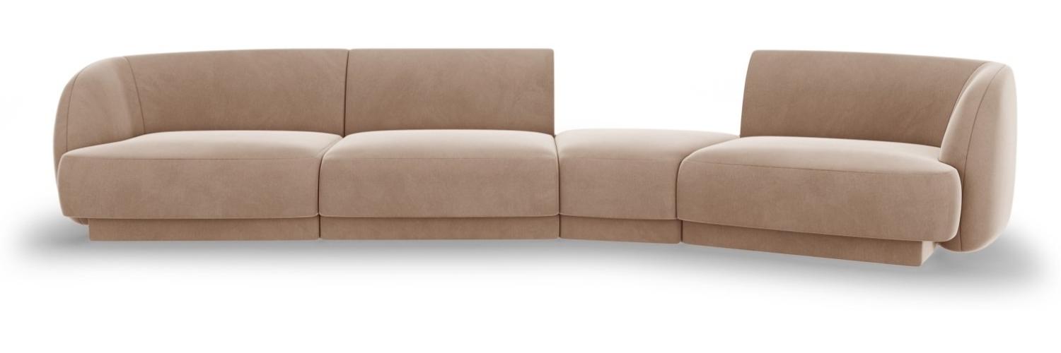 Micadoni Modulares Sofa Miley 4-Sitzer Rechts Samtstoff Cappuccino Bild 1