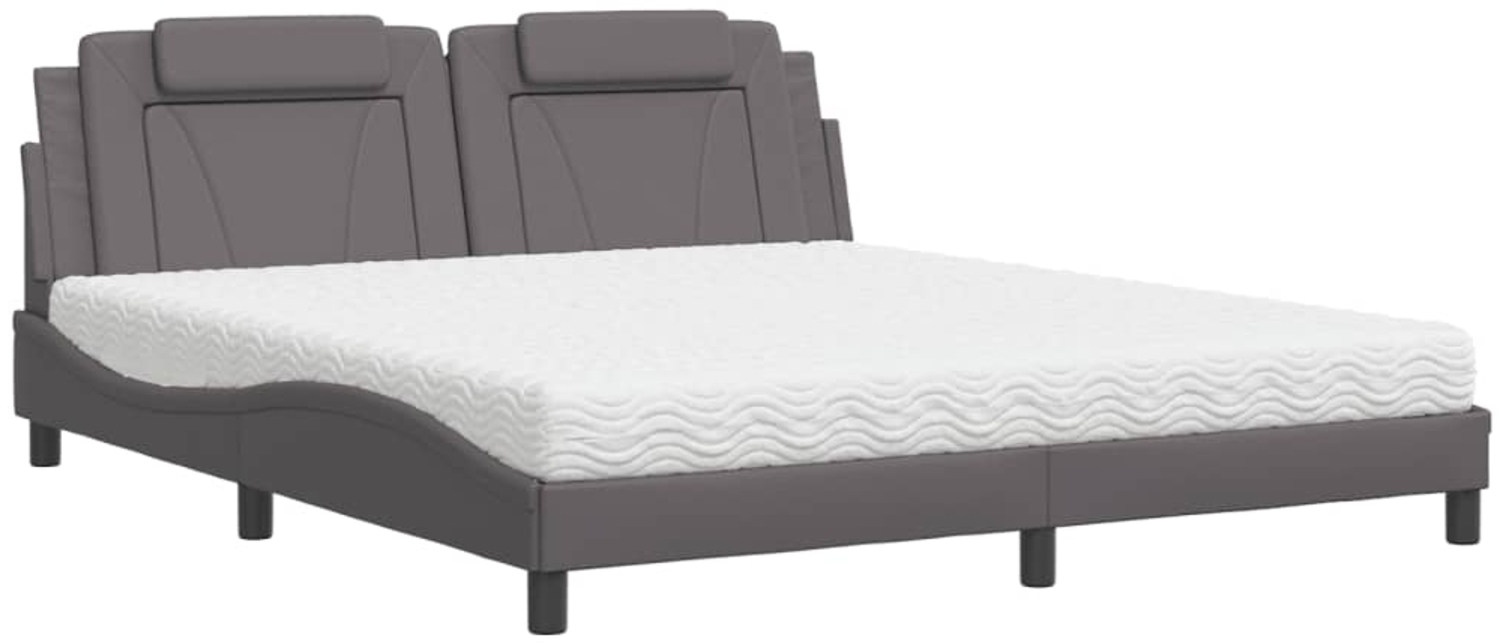 vidaXL Bett "Viana" mit Matratze Grau 180x200 cm Kunstleder 3208813 Bild 1