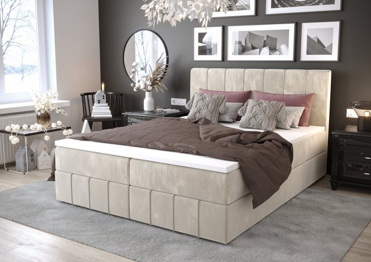 yourhouse24 Boxspringbett Bahama mit 2 Bettkästen, Doppelbett mit Bonell-Matratze + Topper Bild 1