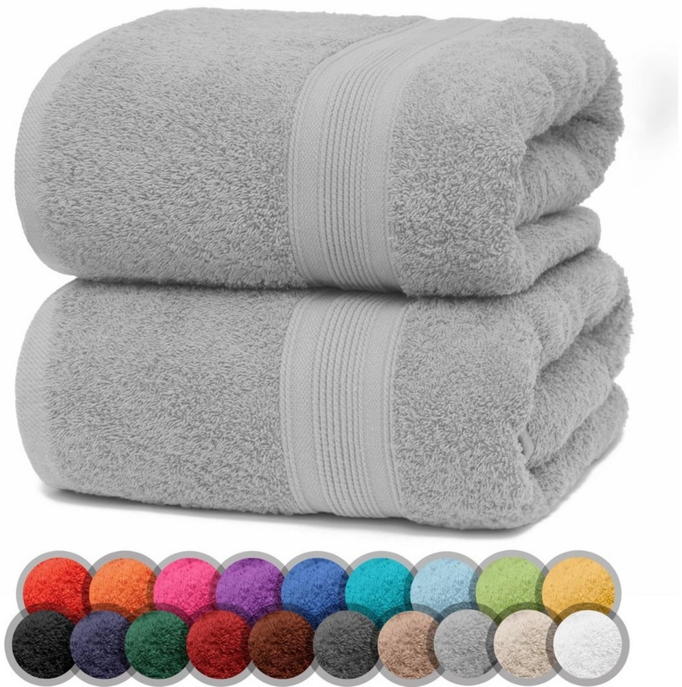 NatureMark Duschtücher 2er-Set Frottier Duschtücher 70x140cm, 100% Baumwolle (2-St), Premium Qualität, DUSCHTUCH, Dusch-Handtuch, 70x140cm, Silber grau Bild 1