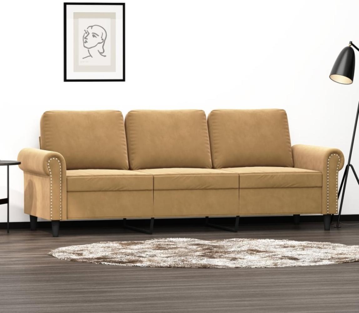 vidaXL 3-Sitzer-Sofa Braun 180 cm Samt Bild 1