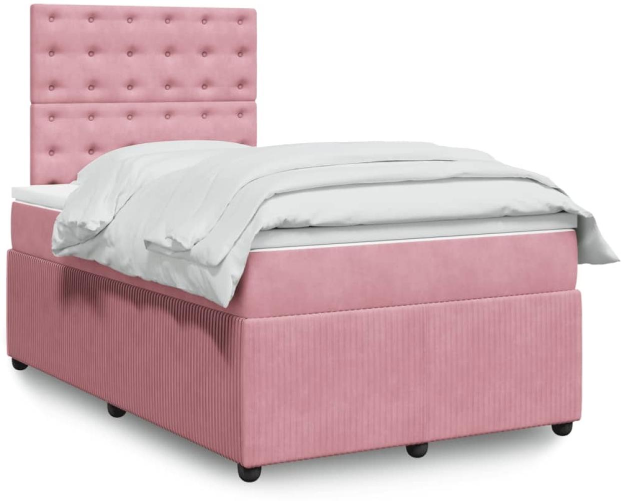 vidaXL Boxspringbett mit Matratze Rosa 120x200 cm Samt 3294627 Bild 1