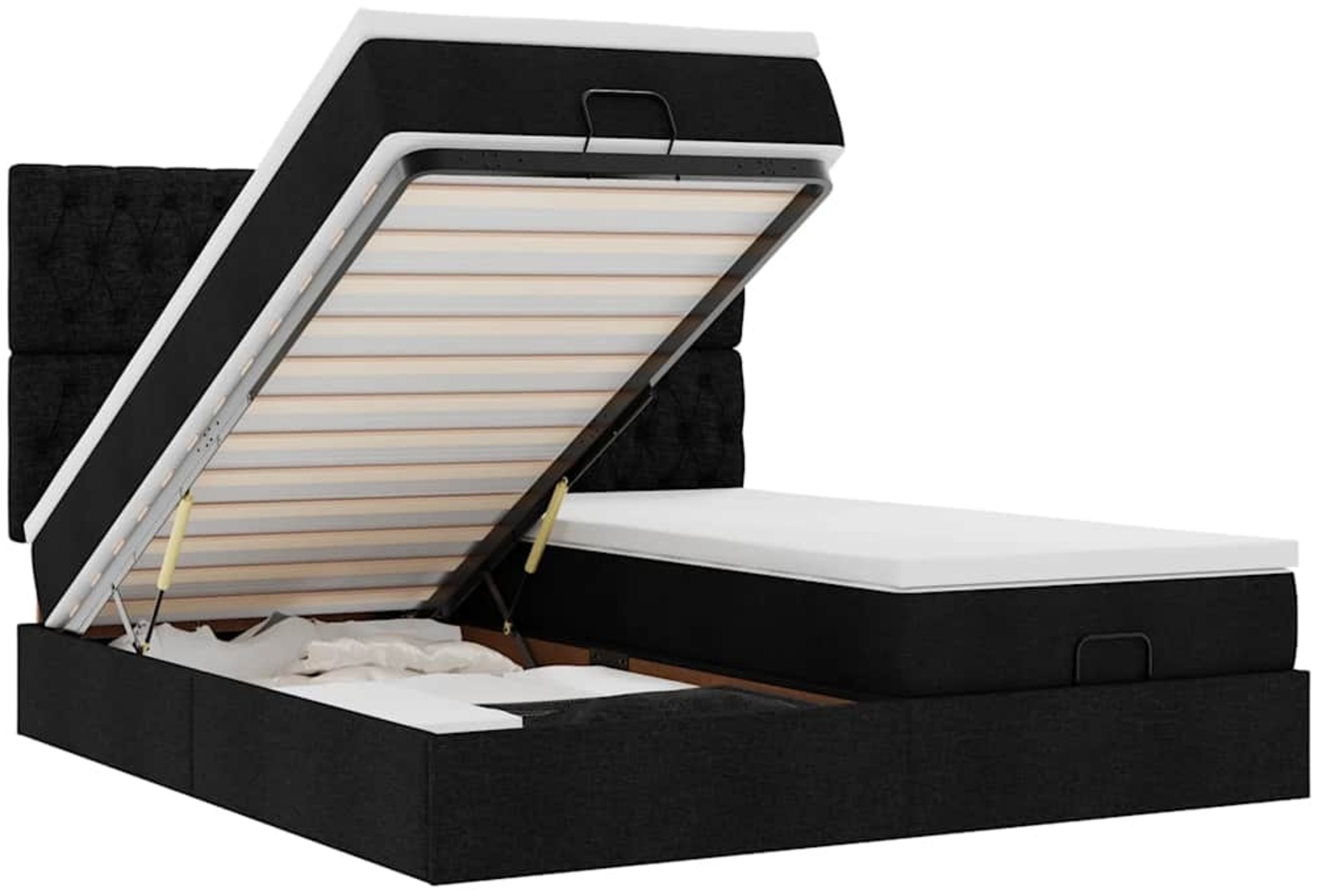 vidaXL Ottoman-Bett mit Matratzen & LEDs Schwarz 160x200 cm Stoff 3314557 Bild 1