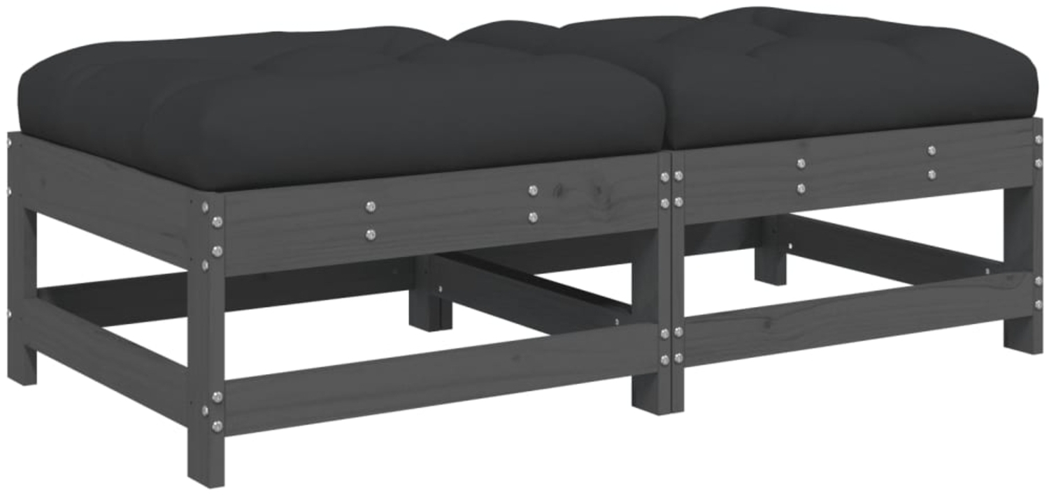 vidaXL Gartenhocker mit Kissen 2 Stk. Grau Massivholz Kiefer 825585 Bild 1