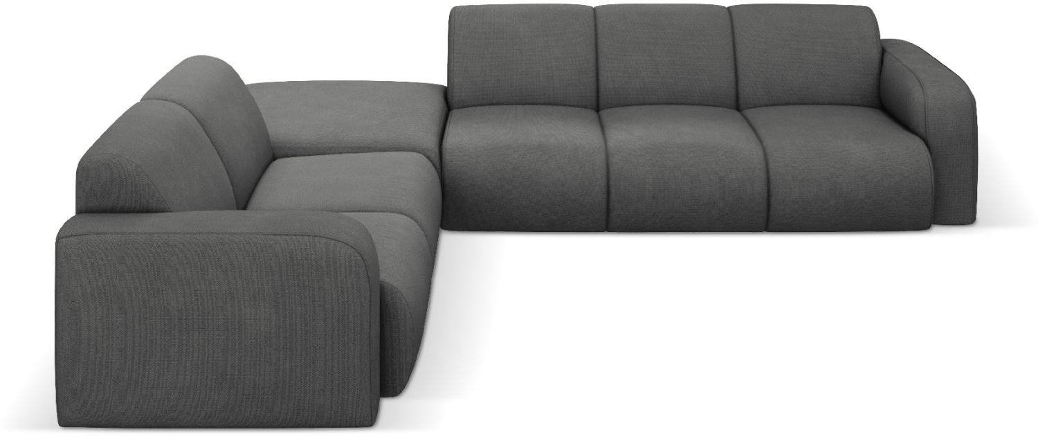 Micadoni Boucle Ecksofa Molino 6-Sitzer Links Strukturierter Stoff Dunkelgrau Bild 1