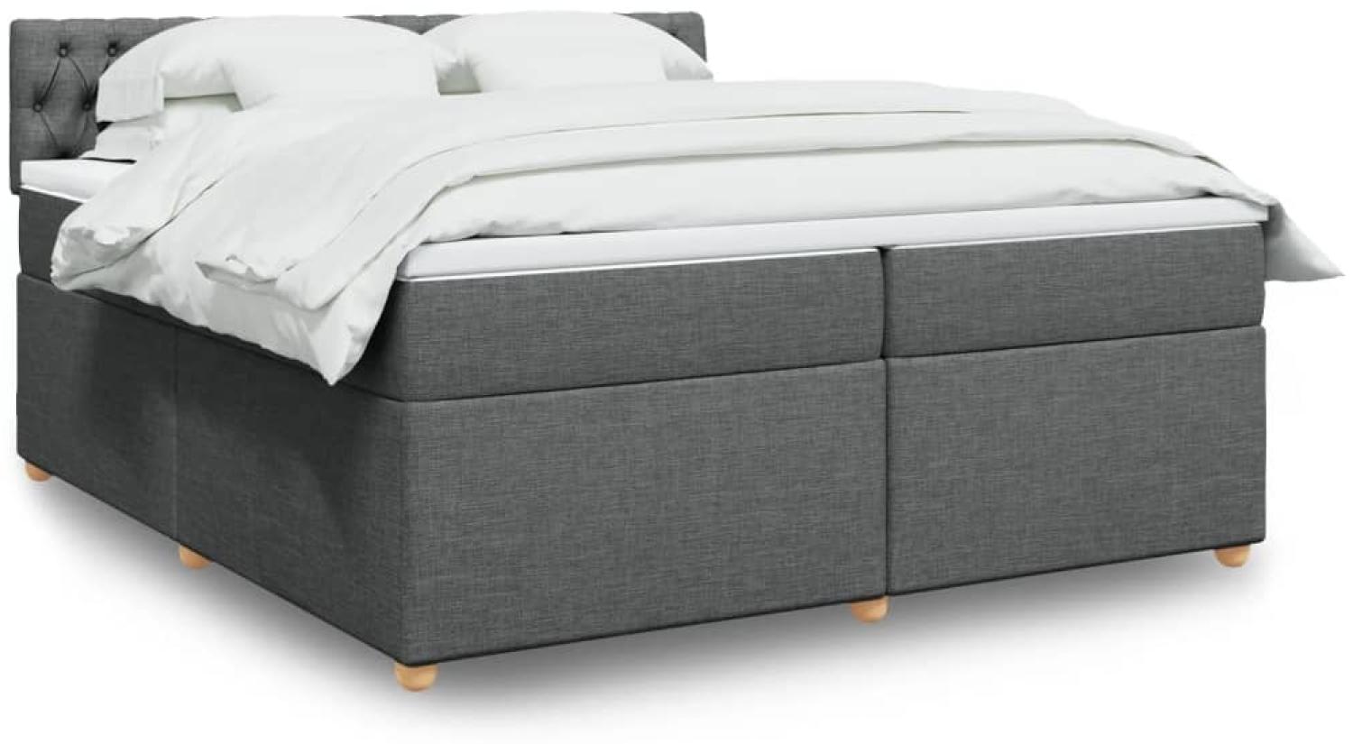 vidaXL Boxspringbett mit Matratze Dunkelgrau 200x200 cm Stoff 3289095 Bild 1