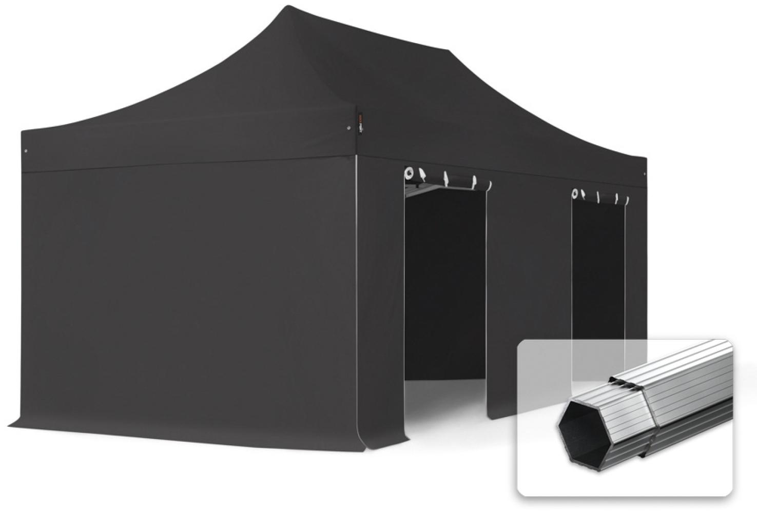 3x6 m Faltpavillon, PROFESSIONAL Alu 40mm, feuersicher, Seitenteile ohne Fenster, schwarz Bild 1