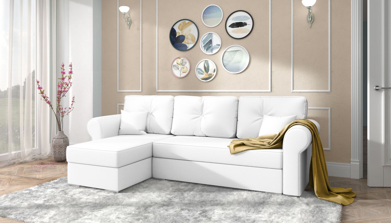 99rooms Orco Ecksofa Hellgrau Rechts Kunstleder MADRYT Bild 1
