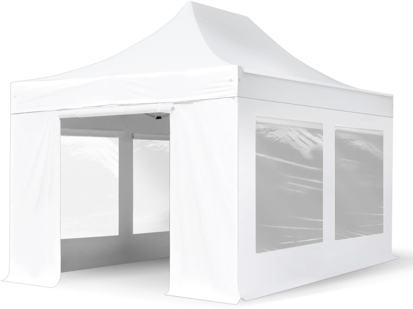 3x4,5 m Faltpavillon PROFESSIONAL Alu 40mm, Seitenteile mit Panoramafenstern, weiß Bild 1