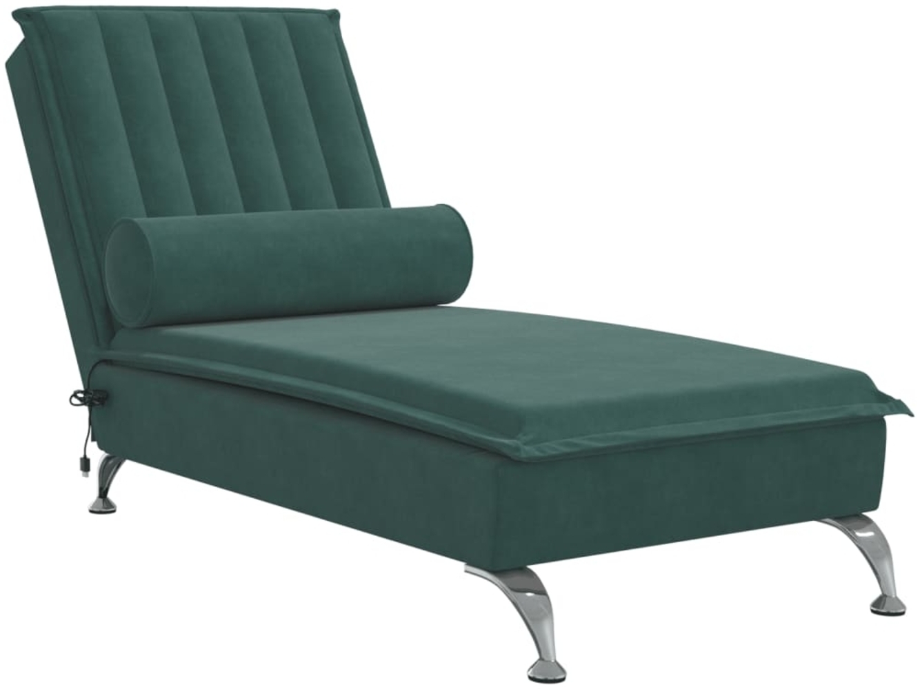 vidaXL Massage-Chaiselongue mit Nackenrolle Dunkelgrün Samt 379461 Bild 1